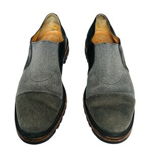 Dries Van Noten Slip-On Oxford Shoes SZ 42 Grey/BLK Leather Classic Casual Worn*